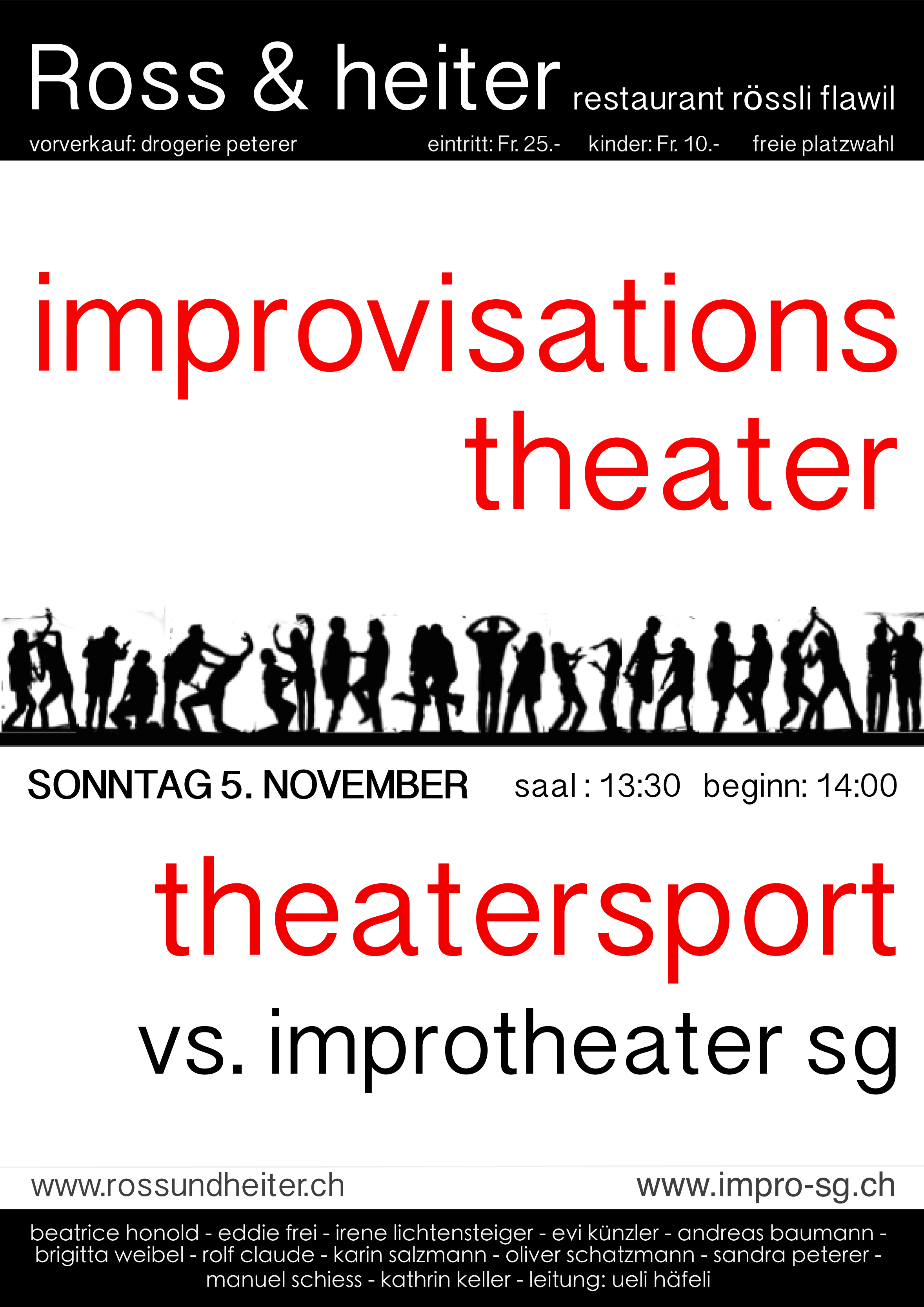 Ross und heiter spielt Theatersport gegen das Improtheater St. Gallen